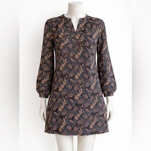 LOFT Petite SP Navy Floral Paisley Shift Dress Boho